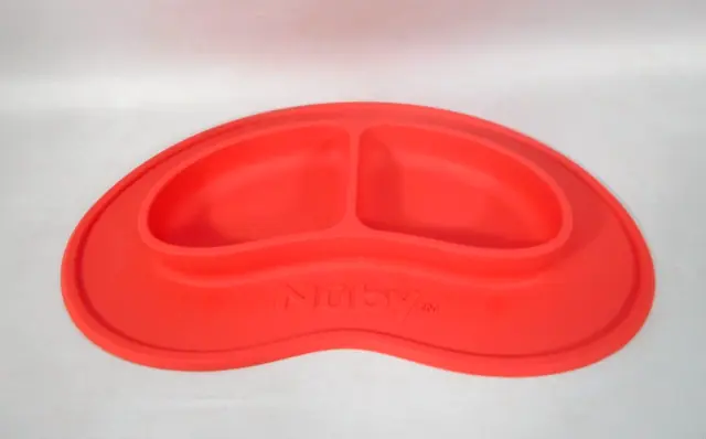 NUBY Silicone Mat Divided Dish No Spill Nonslip Dishwasher Microwave Safe Red