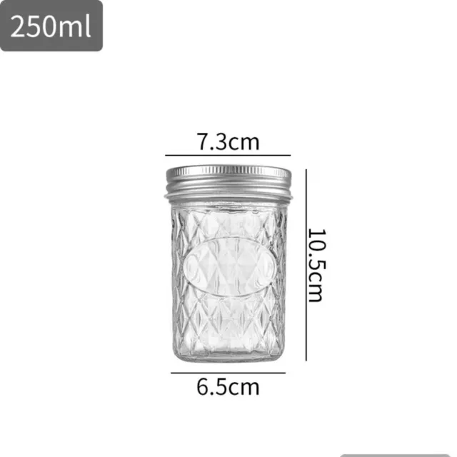 Diamond Pattern Mason Jar Glass Split Jar New Jam Juice Bottle  Kitchen 3