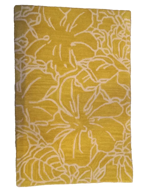Kaleen Moulin Sunflower Gold Floral Wool Hand Tufted Designer Area Rug  3' X 2'