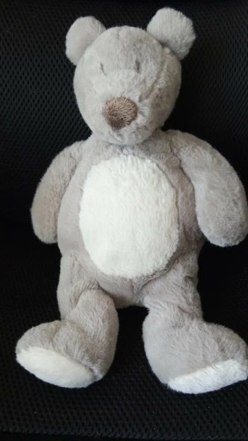 Doudou Peluche Ours Gris Blanc 30 Cm Dimpel
