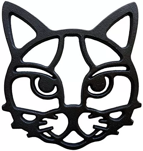 Cat Trivet Black Cast Iron For Hot Dishes & Pots On Kitchen & Dining Table Metal