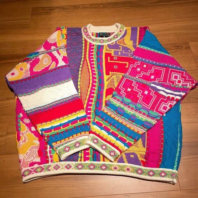COOGI Wool Knitted Sweater Size M Vintage Made In Australia Multicolor 66 cm