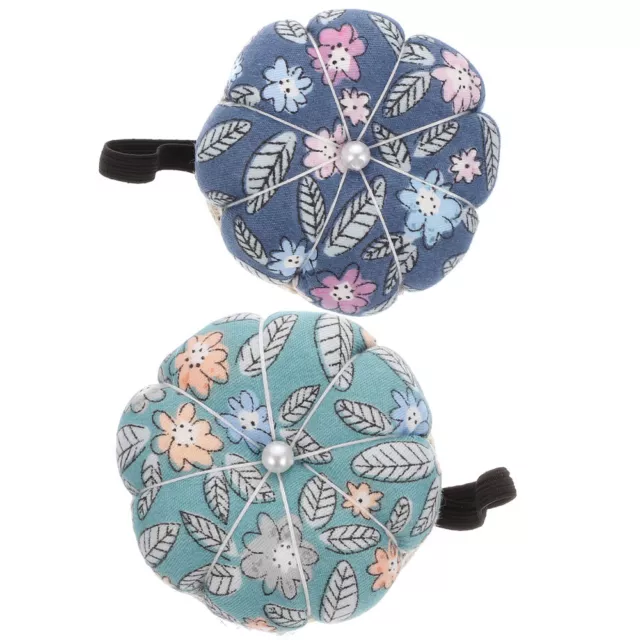 2 Pcs Pumpkin Wrist Stitching Needlework Pin Cushion Cotton