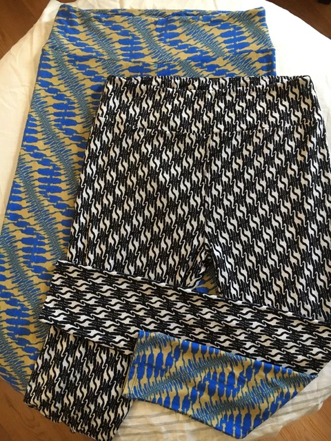 lularoe Giraffe Leggings LOT Of 2 TC Tall & Curvy Blue Pair &Black Pair Rare SET