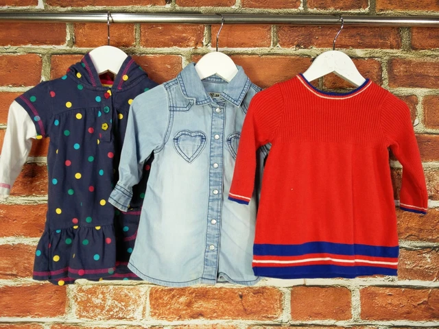 Pacchetto Bambina Età 3-6 Mesi Prossimo Blu Zoo Abito Casual Lavorato A Maglia Set Denim 68Cm