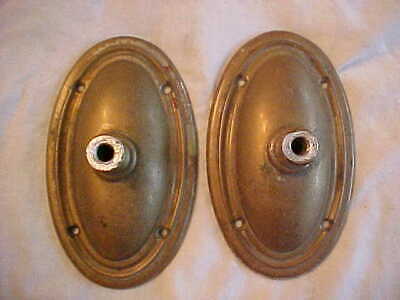 PAIR of Art Deco Era CAST BRASS Wall Sconce Oval Back Plates 6-1/8" by 3-5/8"
