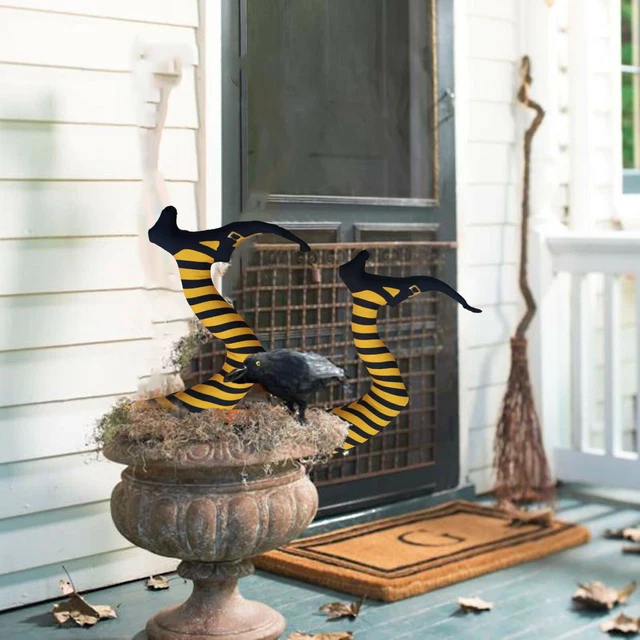 Halloween Witch Drop Witch Broom' Potted Home Garden Decoration Ornaments Party￣