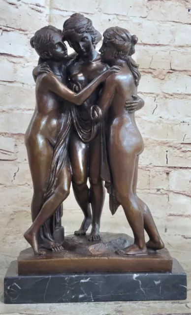 Large three Graces Bronze Sculpture Statue by Canova 13Lbs Figurine Decor Nude