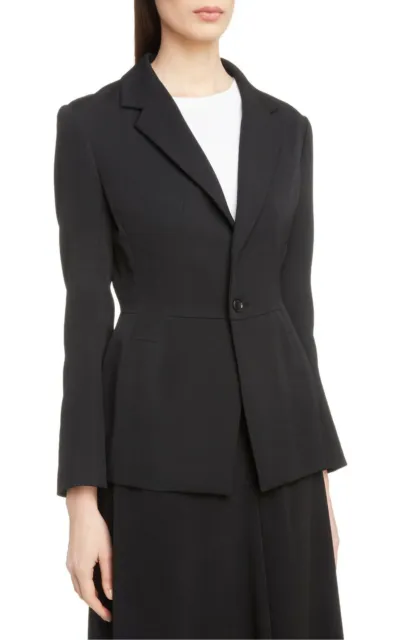 Y’s by YOHJI YAMAMOTO Black Wool Twill Fitted Blazer Jacket 1 0/2 XS/S NEW