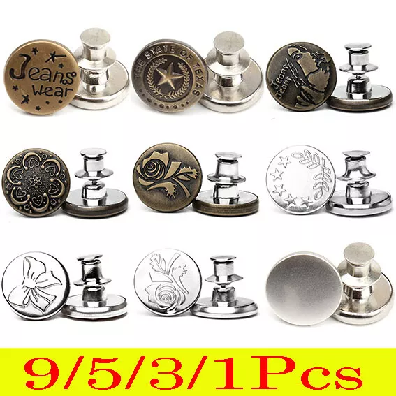 Perfect Fit Button Pins for Jeans Tool Free Jean Buttons Replacement Snap  5Pcs