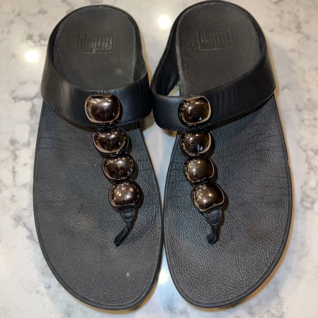 Women’s Fitflop Black Jewels Thong Sandals Flip Flops Size 7