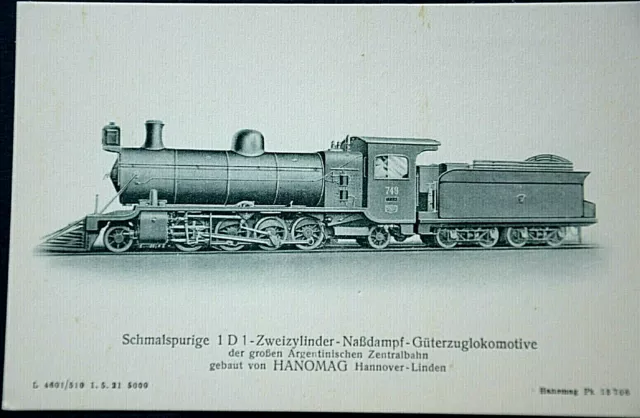 46524 Ak Schmalspurige 1 Di. 1 Dos Cilindros Naßdampf Locomotora Hanomag