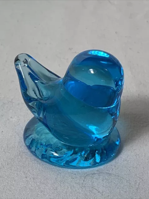 Sunny Day Blue Bird of Happiness Art Glass Figurine 1999 Ron Ray 2" Figure