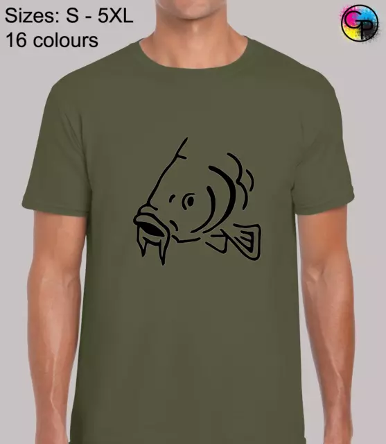 Carp Silhouette Fishing Fisherman Regular Fit T-Shirt Top TShirt Tee for Men