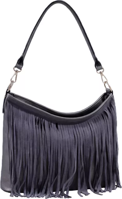 Faux Suede Western Fringe Tassels Handbag Celebrity Shoulder Bag