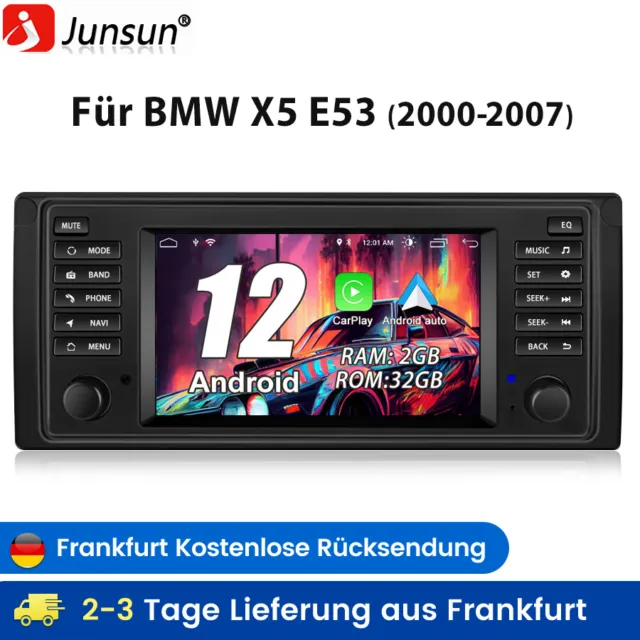7"Android 12 Autoradio Carplay GPS Navi BT WIFI SWC DAB+ Für BMW 3er E39/X5 E53