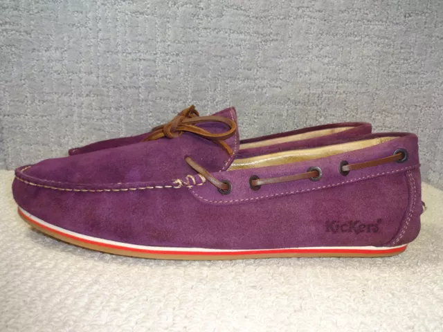 Kickers Men's Size EU 45 US 11 Purple Suede Leather Slip on Loafer Shoes