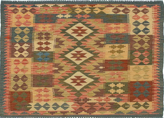 Traditional Hand woven Carpet 3'4" x 4'11" Flat Weave Kilim Rug