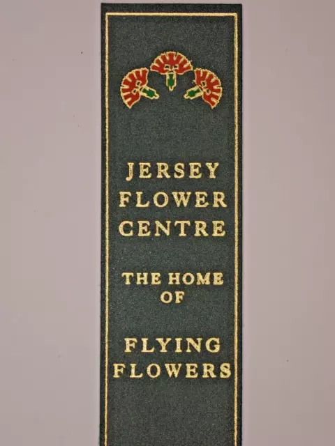 Jersey Flower Centre, The Home of Flying Flowers, Green Leather Bookmark (I)