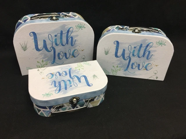 SET OF 3 SUITCASE Storage Boxes/mosaic Boxes /Nesting/Stack/Baby/Home ...