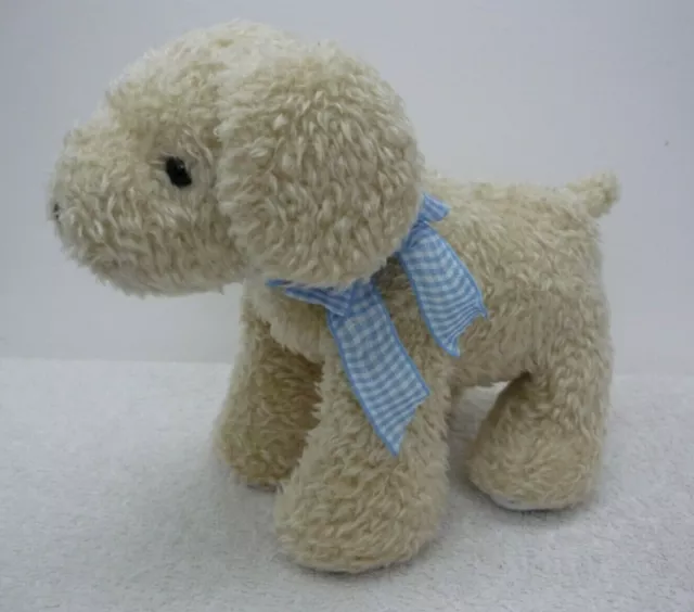 CARTERS Cute Puppy Dog Blue Check Bow Baby Rattle Comforter Soft Hug Toy Soother