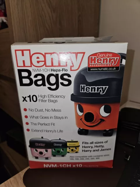 Henry Hoover Bags Hetty HEPAFLO Vacuum Cleaner Hoover Bags 907075 NVM-1CH  x 10