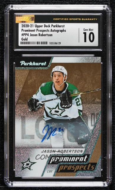 2020 UD Parkhurst Prominent Prospects Gold Jason Robertson CSG 10 Rookie Auto RC