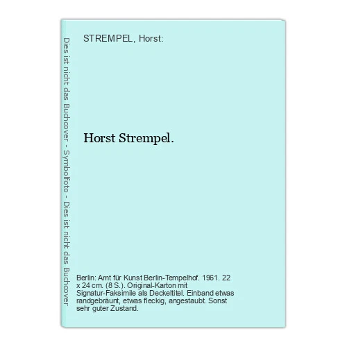 HORST STREMPEL. STREMPEL, Horst EUR 40,73 PicClick IT