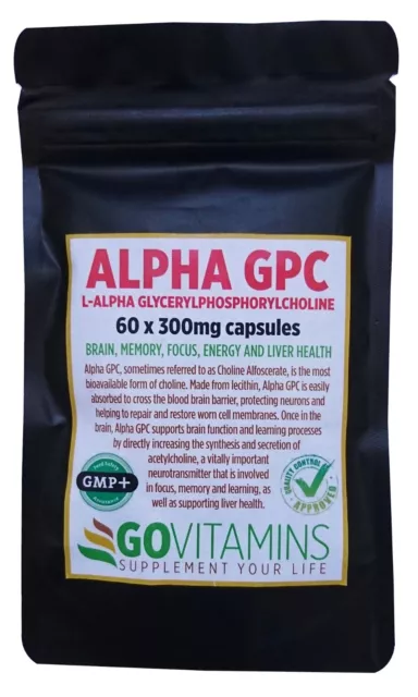 BEST SELLING ALPHA 50% GPC 300mg CAPSULES – COGNITION, FOCUS, ENERGY, GOVITAMINS