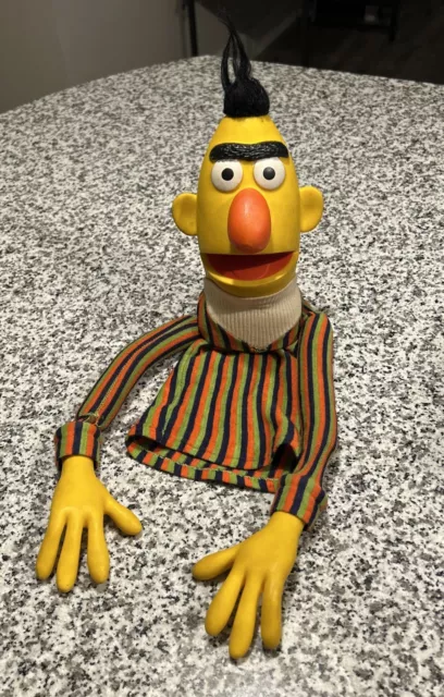 Vintage 1970s Sesame Street Burt Hand Puppet - 18" - Plastic Minor Tears Shirt