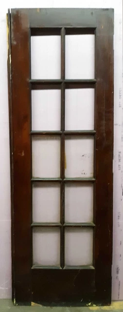 26x79.5"x1.75" Antique Vintage Old Wood Wooden Exterior French Door Window Glass 2