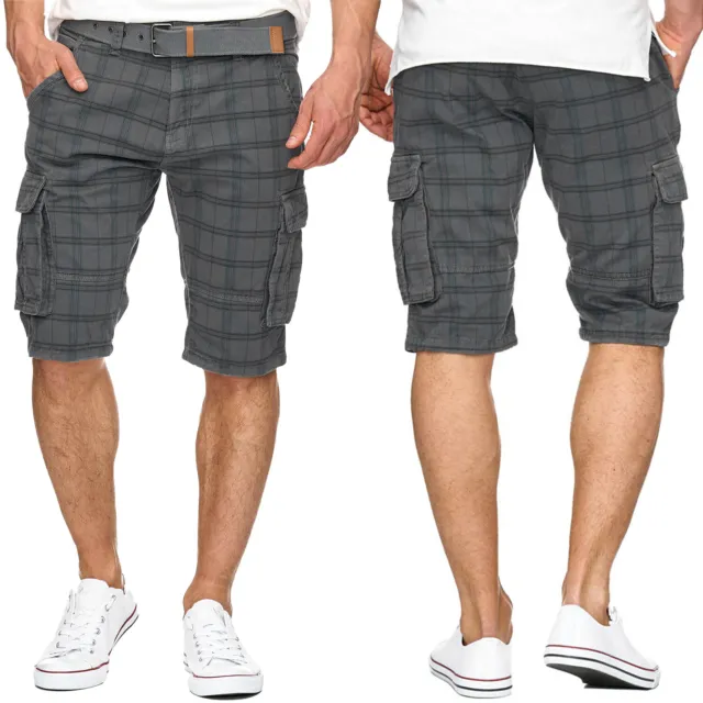 Indicode Herren Cargo Shorts Bermuda Kurze Hose Jeans Denim Leinen Jogg Chino