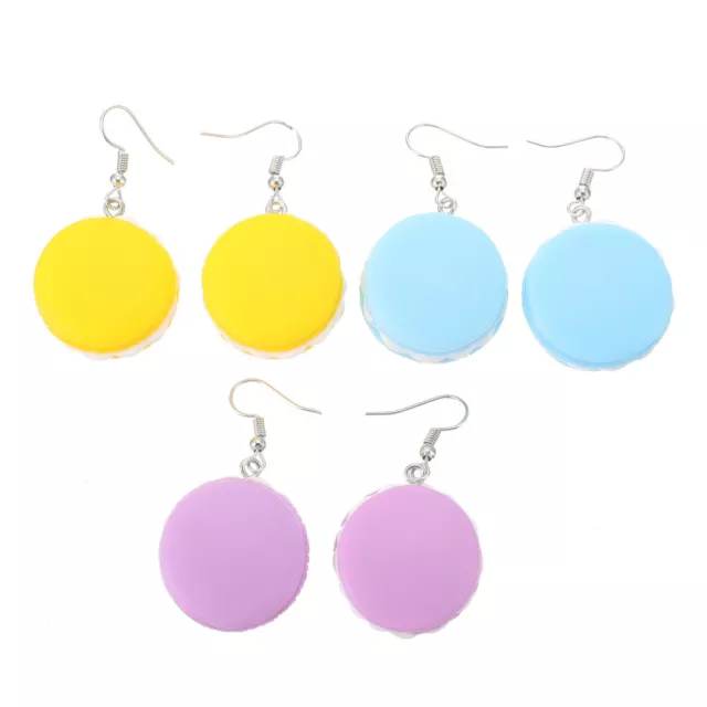 3 Pairs Kreative Ohrringe Macarons Distinctive Earrings Yellow Einfach