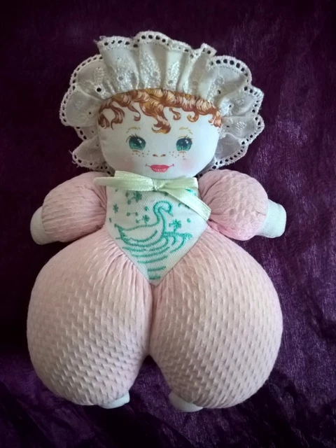 peluche doudou poupées chiffon ancienne rose cygne brodé Mundia 24 cm