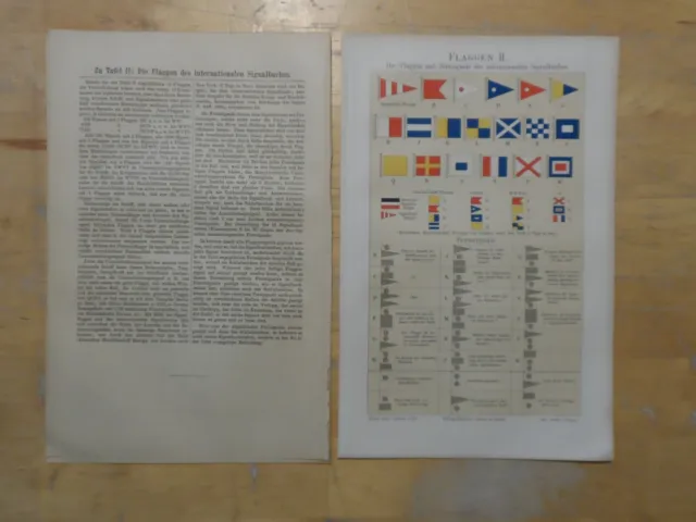 Orig.(1894) Chromolithographie Flaggen II.  des internationalen Signalbuches