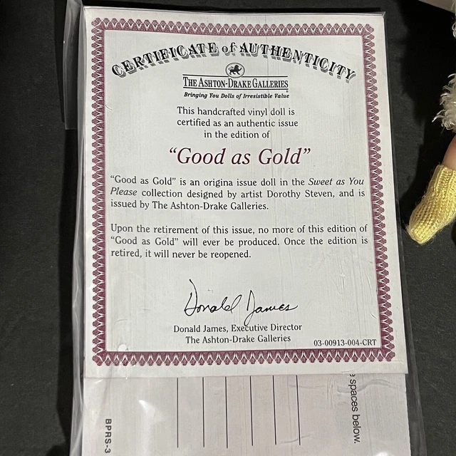 Ashton Drake Miniature Newborn Doll 4.5 in. "Good as Gold" Orig Box COA 10