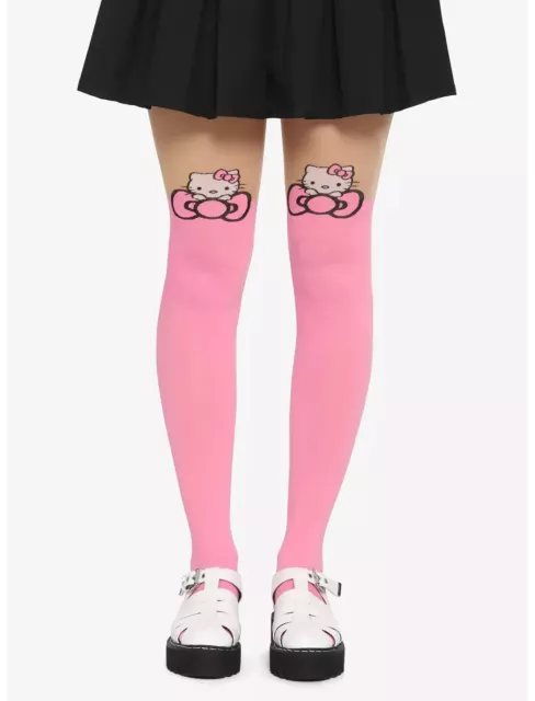 SHEIN X Hello Kitty and Friends Bow Print Fishnet Tights *Plus* One Size NWT