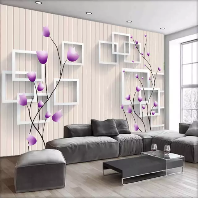 Purple Nice Peony 3D Full Wall Mural Photo Wallpaper Printing Home Kids Decor