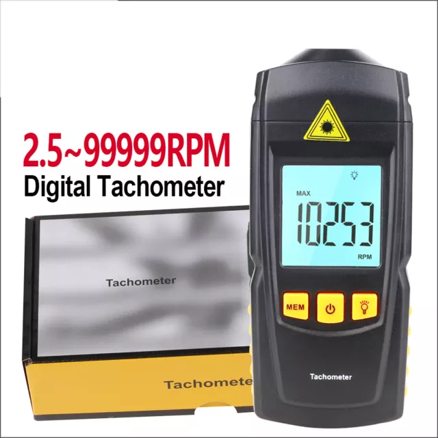 LCD Digital Laser Tachometer Non-Contact RPM Tach Tester Meter Motor Speed Gauge