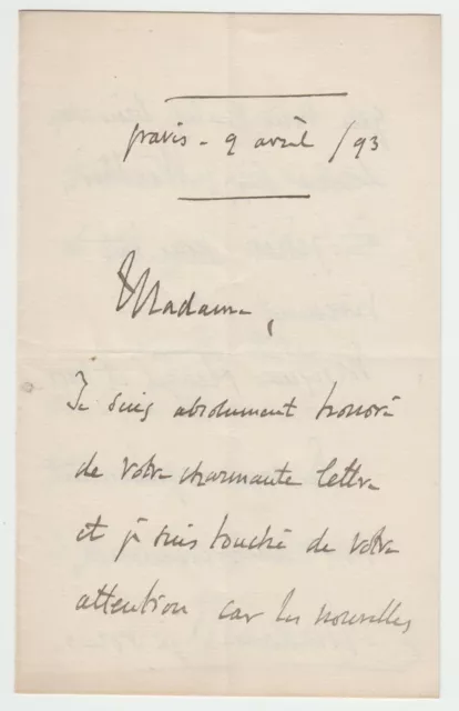 Jules Massenet (1842-1912), composer, Autograph Letter about Werthur, 1893 2