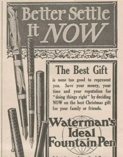 Waterman's Ideal Fountain Pen 173 Broadway New York 1908 Antique Print Ad