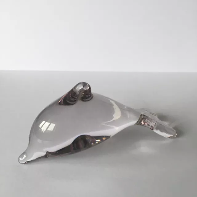 Lovely Solid Clear Glass Dolphin Ornament