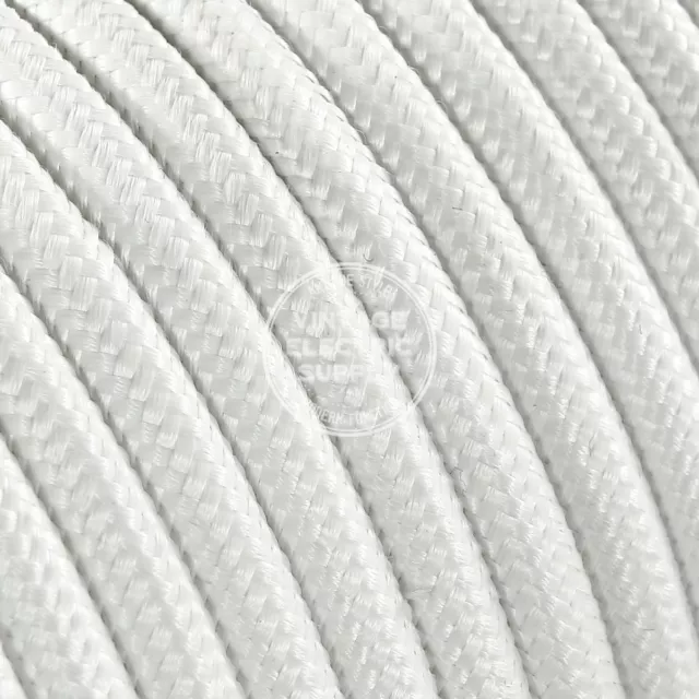 50ft White Round Cloth Covered Electrical Wire - Braided Rayon Fabric Wire