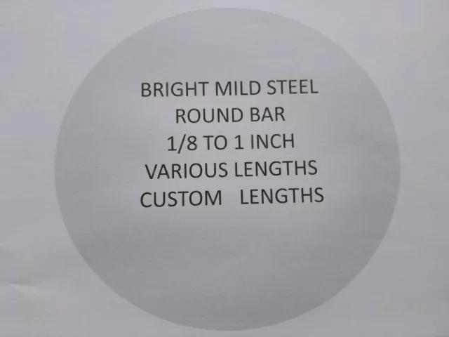 Bright Mild Steel Round Bar Rod En1A- (1/8)(3/16)(1/4)(5/16)(3/8)(7/16)(1/2)