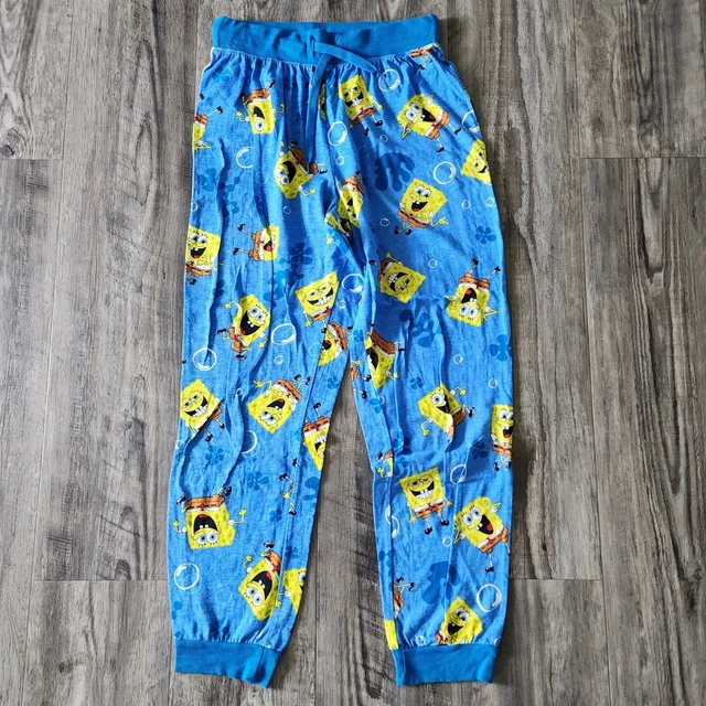 Kids' SpongeBob Square Fleece Pants Pajama Blue Boy Size M
