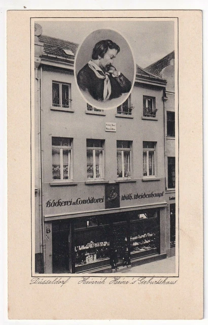 DÜSSELDORF um 1925: GEBURTSHAUS HEINRICH HEINE mit Bäckerei/Conditiorei Weidenh.