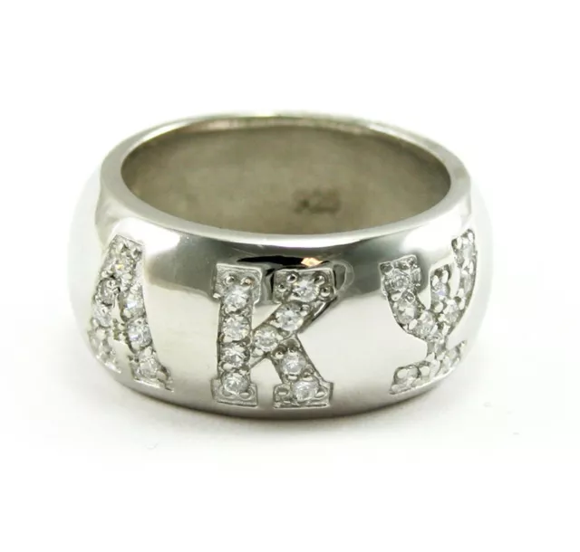 Alpha Kappa Psi Fraternity Dome Shaped Sterling Silver Ring with CZ -NEW!!**