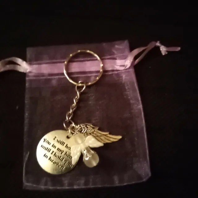 Guardian Angel Keyring Memory Message & Silver Angel Wing Gift 2