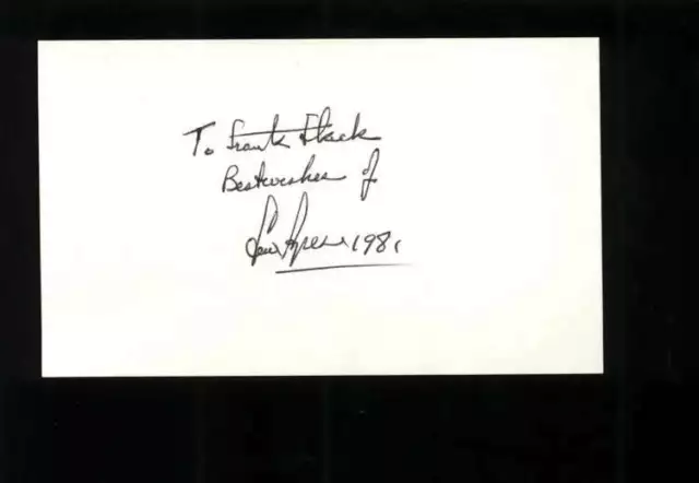 Lew Ayres D.1996 Actor Holiday Signed 3" x 5" Index Card