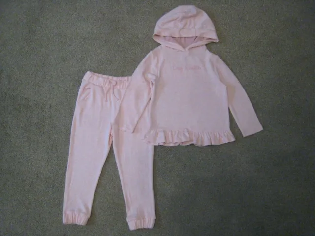 Brand New F&F Girls Pink Hooded Top & Joggers - 2 Piece Outfit Set - 3-4 Years